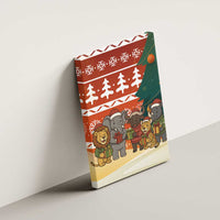Zambia Christmas Canvas Wall Art with African Animals Tree Snowflakes and National Emblem Design - Wonder Print Shop