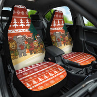 Zambia Christmas Car Seat Cover with African Animals Tree Snowflakes and National Emblem Design - Wonder Print Shop