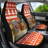 Zambia Christmas Car Seat Cover with African Animals Tree Snowflakes and National Emblem Design - Wonder Print Shop