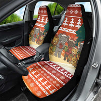 Zambia Christmas Car Seat Cover with African Animals Tree Snowflakes and National Emblem Design - Wonder Print Shop