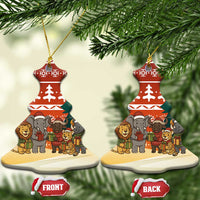 Zambia Christmas Ceramic Ornament with African Animals Tree Snowflakes and National Emblem Design - Wonder Print Shop