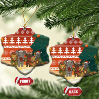 Zambia Christmas Ceramic Ornament with African Animals Tree Snowflakes and National Emblem Design - Wonder Print Shop