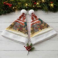 Zambia Christmas Santa Hat with African Animals Tree Snowflakes and National Emblem Design - Wonder Print Shop