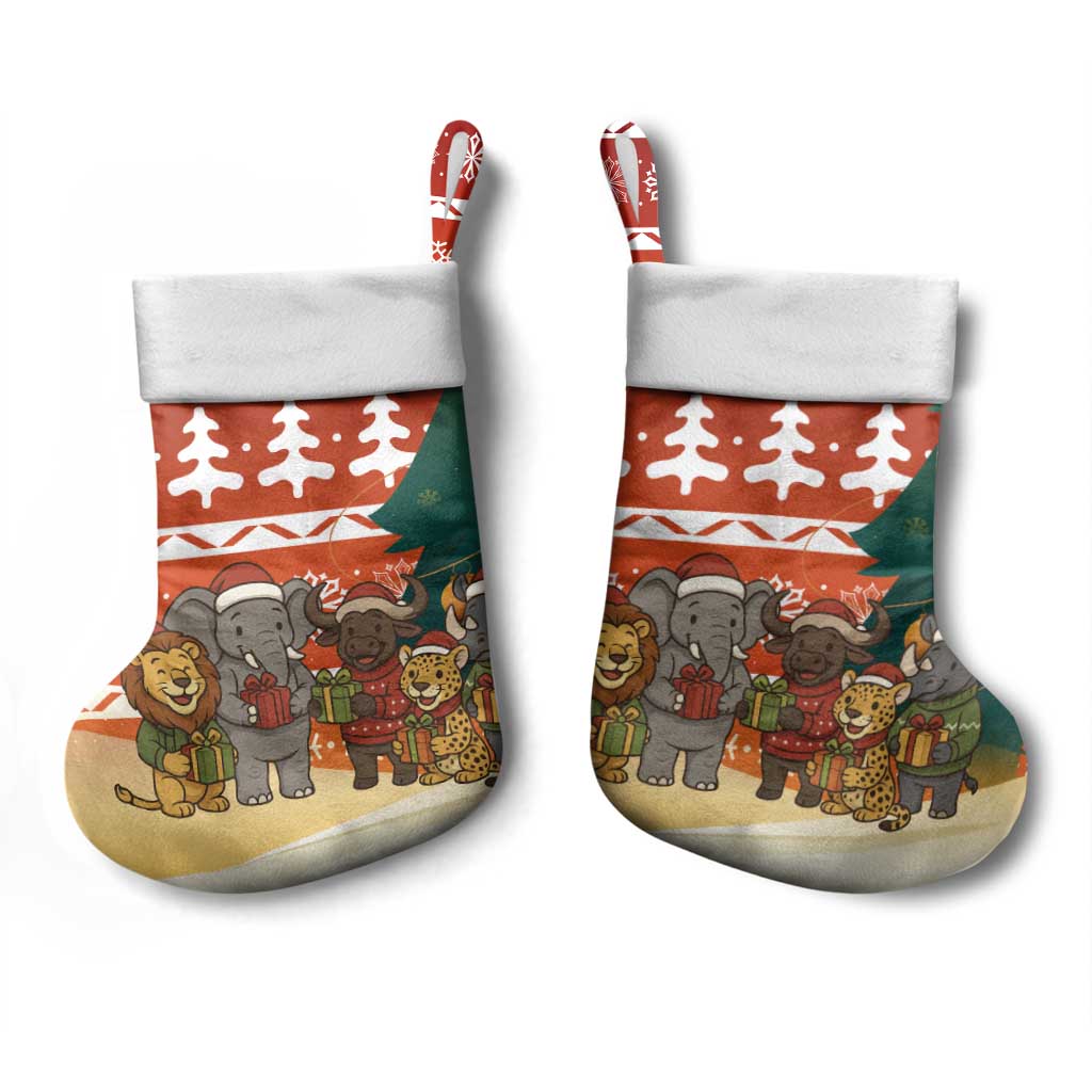 Zambia Christmas Stocking with African Animals Tree Snowflakes and National Emblem Design - Wonder Print Shop