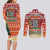 Zambia Christmas Couples Matching Long Sleeve Bodycon Dress and Long Sleeve Button Shirt with African Animals Tree Snowflakes and National Emblem Design - Wonder Print Shop