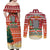 Zambia Christmas Couples Matching Off Shoulder Maxi Dress and Long Sleeve Button Shirt with African Animals Tree Snowflakes and National Emblem Design - Wonder Print Shop