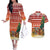 Zambia Christmas Couples Matching Off The Shoulder Long Sleeve Dress and Hawaiian Shirt with African Animals Tree Snowflakes and National Emblem Design - Wonder Print Shop