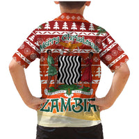 Zambia Christmas Family Matching Mermaid Dress and Hawaiian Shirt with African Animals Tree Snowflakes and National Emblem Design - Wonder Print Shop