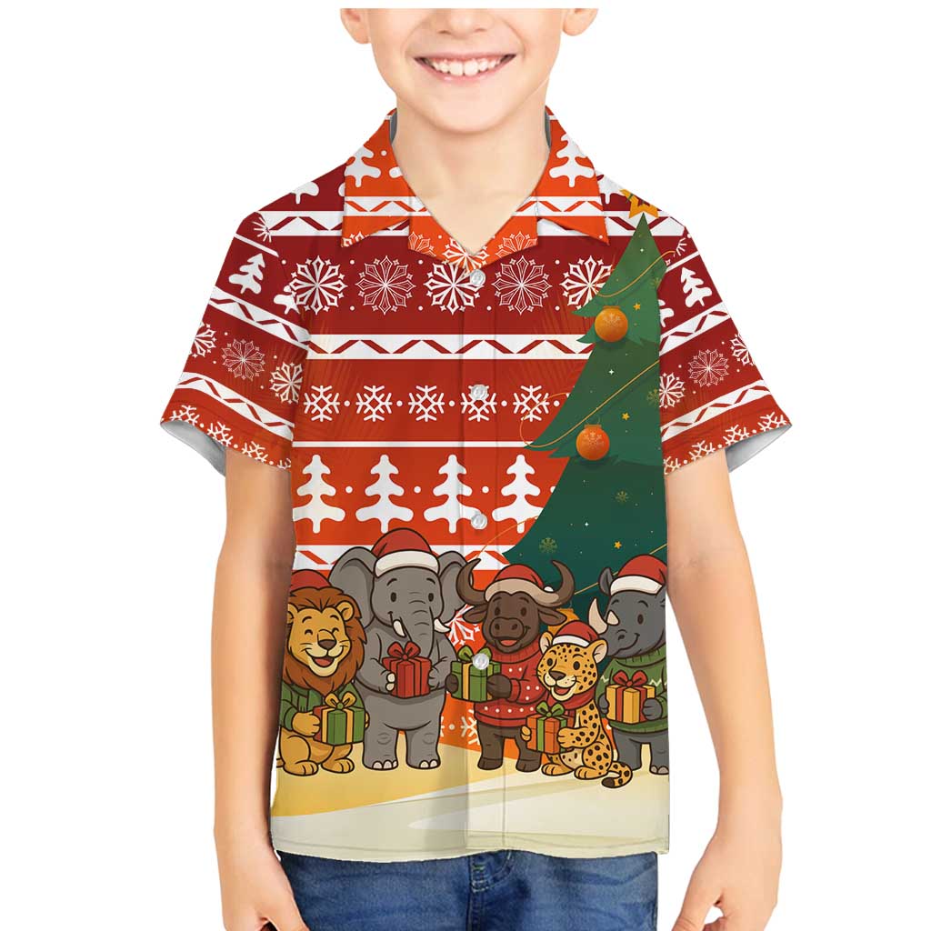 Zambia Christmas Family Matching Mermaid Dress and Hawaiian Shirt with African Animals Tree Snowflakes and National Emblem Design - Wonder Print Shop