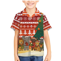 Zambia Christmas Family Matching Mermaid Dress and Hawaiian Shirt with African Animals Tree Snowflakes and National Emblem Design - Wonder Print Shop