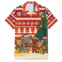 Zambia Christmas Family Matching Off Shoulder Maxi Dress and Hawaiian Shirt with African Animals Tree Snowflakes and National Emblem Design - Wonder Print Shop