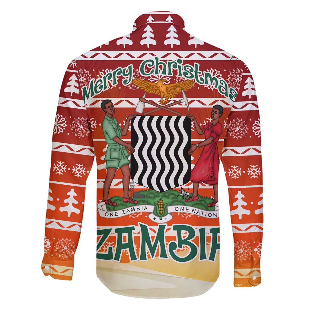Zambia Christmas Family Matching Puletasi and Hawaiian Shirt with African Animals Tree Snowflakes and National Emblem Design - Wonder Print Shop