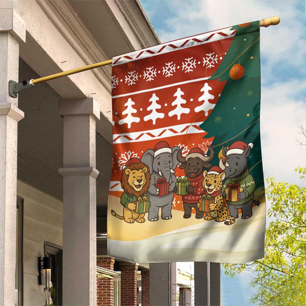 Zambia Christmas Garden Flag with African Animals Tree Snowflakes and National Emblem Design - Wonder Print Shop