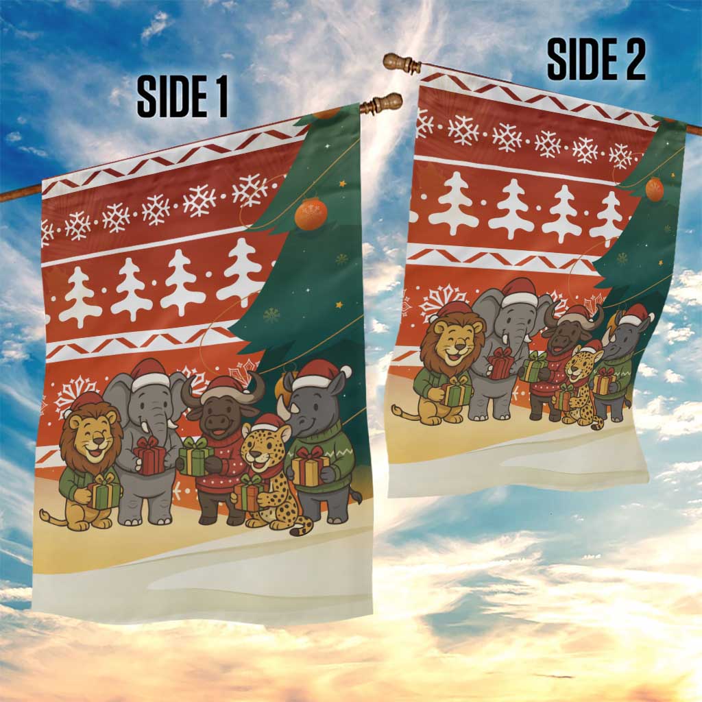 Zambia Christmas Garden Flag with African Animals Tree Snowflakes and National Emblem Design - Wonder Print Shop