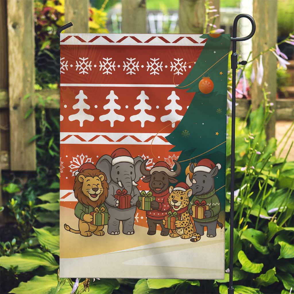 Zambia Christmas Garden Flag with African Animals Tree Snowflakes and National Emblem Design - Wonder Print Shop
