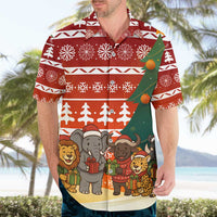 Zambia Christmas Hawaiian Shirt with African Animals Tree Snowflakes and National Emblem Design - Wonder Print Shop