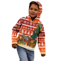 Zambia Christmas Kid Hoodie with African Animals Tree Snowflakes and National Emblem Design - Wonder Print Shop