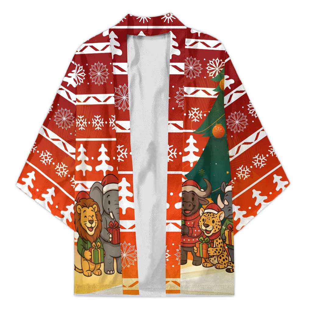 Zambia Christmas Kimono with African Animals Tree Snowflakes and National Emblem Design - Wonder Print Shop