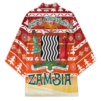 Zambia Christmas Kimono with African Animals Tree Snowflakes and National Emblem Design - Wonder Print Shop