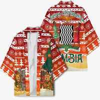 Zambia Christmas Kimono with African Animals Tree Snowflakes and National Emblem Design - Wonder Print Shop