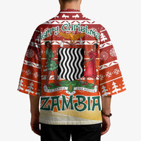 Zambia Christmas Kimono with African Animals Tree Snowflakes and National Emblem Design - Wonder Print Shop