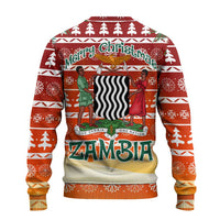 Zambia Christmas Ugly Christmas Sweater with African Animals Tree Snowflakes and National Emblem Design - Wonder Print Shop