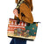 Zambia Christmas Leather Tote Bag with African Animals Tree Snowflakes and National Emblem Design - Wonder Print Shop