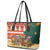 Zambia Christmas Leather Tote Bag with African Animals Tree Snowflakes and National Emblem Design - Wonder Print Shop