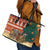 Zambia Christmas Leather Tote Bag with African Animals Tree Snowflakes and National Emblem Design - Wonder Print Shop