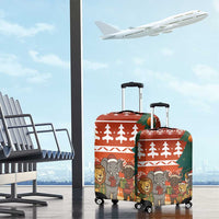 Zambia Christmas Luggage Cover with African Animals Tree Snowflakes and National Emblem Design - Wonder Print Shop