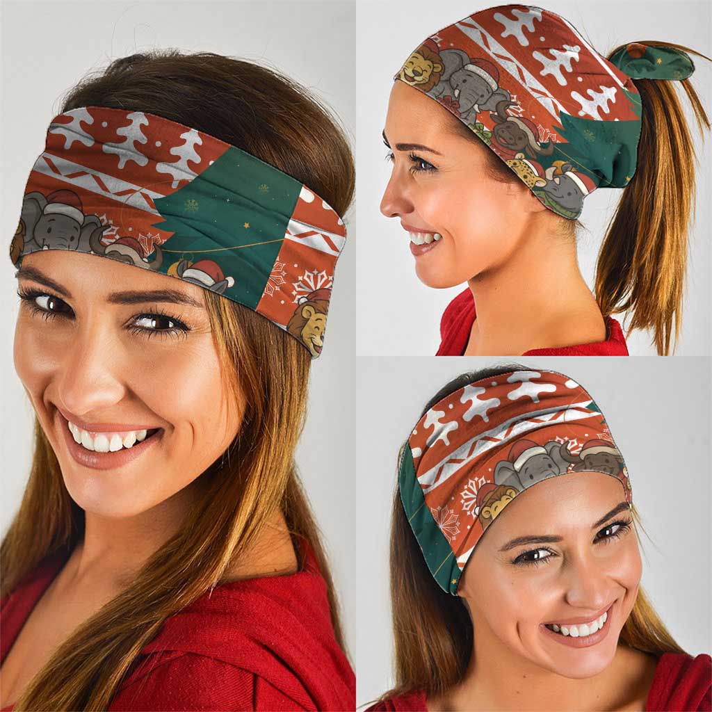 Zambia Christmas Neck Gaiter with African Animals Tree Snowflakes and National Emblem Design - Wonder Print Shop