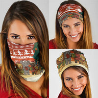 Zambia Christmas Neck Gaiter with African Animals Tree Snowflakes and National Emblem Design - Wonder Print Shop