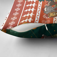 Zambia Christmas Pillow Cover with African Animals Tree Snowflakes and National Emblem Design - Wonder Print Shop