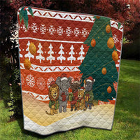 Zambia Christmas Quilt with African Animals Tree Snowflakes and National Emblem Design - Wonder Print Shop