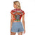 Zambia Christmas Raglan Cropped T Shirt with African Animals Tree Snowflakes and National Emblem Design - Wonder Print Shop