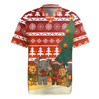 Zambia Christmas Rugby Jersey with African Animals Tree Snowflakes and National Emblem Design - Wonder Print Shop