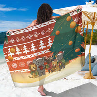 Zambia Christmas Sarong with African Animals Tree Snowflakes and National Emblem Design - Wonder Print Shop