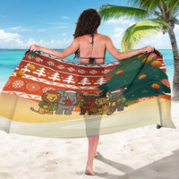 Zambia Christmas Sarong with African Animals Tree Snowflakes and National Emblem Design - Wonder Print Shop