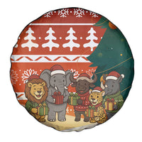 Zambia Christmas Spare Tire Cover with African Animals Tree Snowflakes and National Emblem Design - Wonder Print Shop