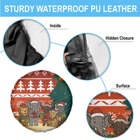 Zambia Christmas Spare Tire Cover with African Animals Tree Snowflakes and National Emblem Design - Wonder Print Shop