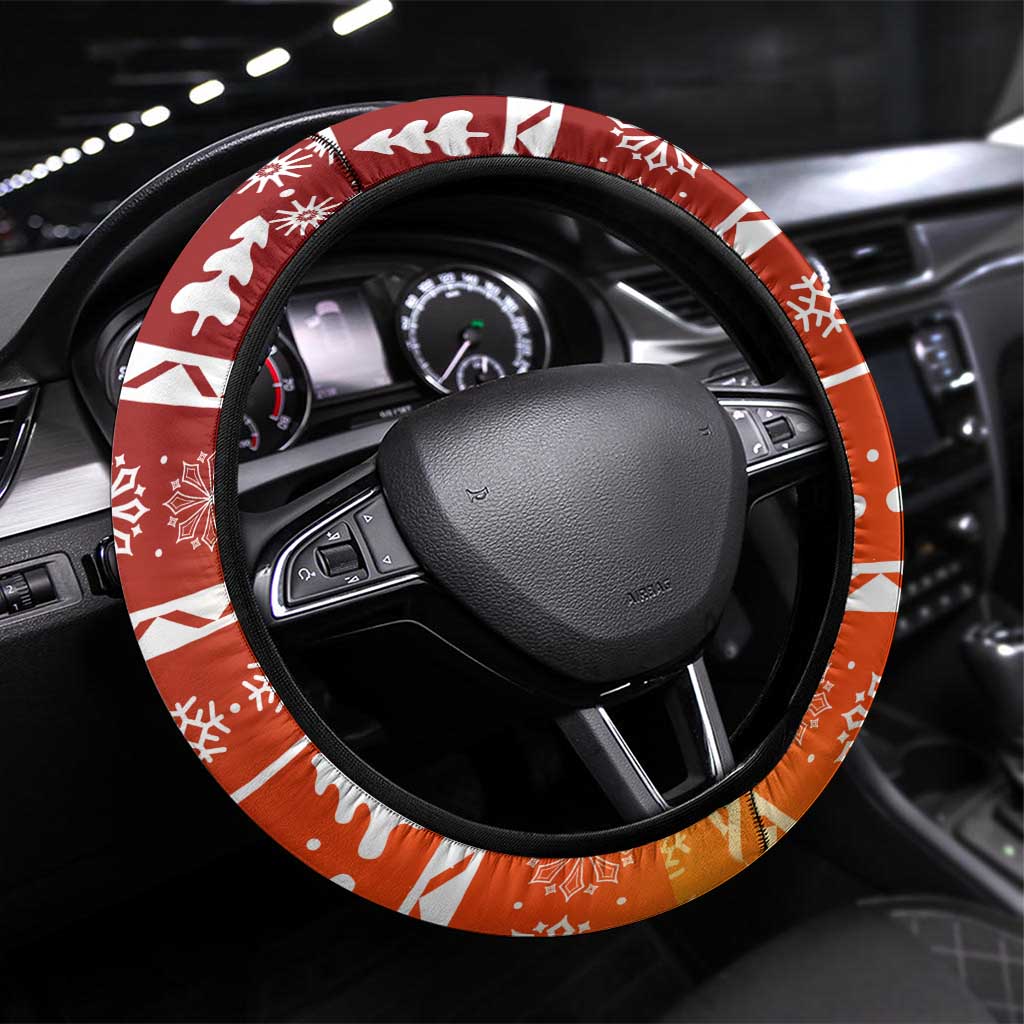 Zambia Christmas Steering Wheel Cover with African Animals Tree Snowflakes and National Emblem Design - Wonder Print Shop