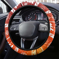 Zambia Christmas Steering Wheel Cover with African Animals Tree Snowflakes and National Emblem Design - Wonder Print Shop