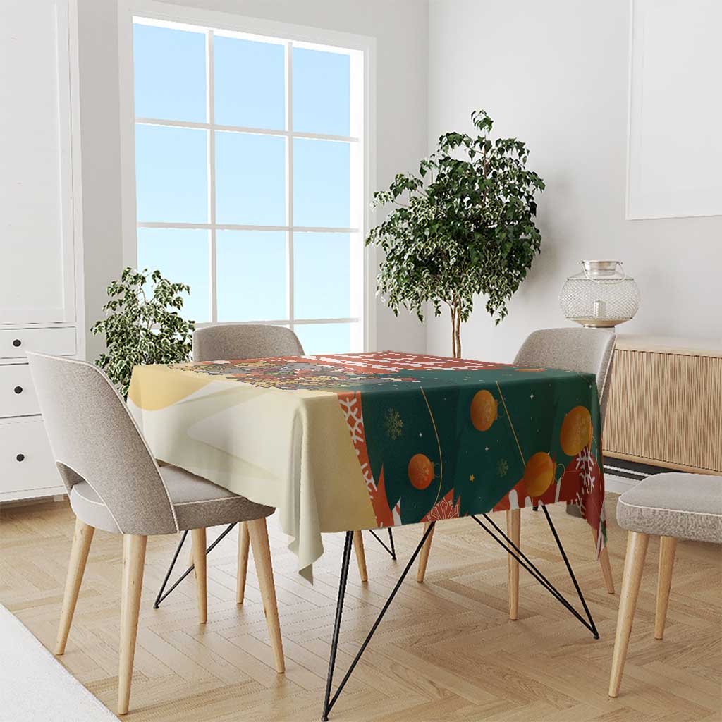 Zambia Christmas Tablecloth with African Animals Tree Snowflakes and National Emblem Design - Wonder Print Shop