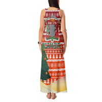 Zambia Christmas Tank Maxi Dress with African Animals Tree Snowflakes and National Emblem Design - Wonder Print Shop