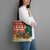 Zambia Christmas Tote Bag with African Animals Tree Snowflakes and National Emblem Design - Wonder Print Shop