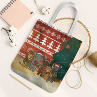 Zambia Christmas Tote Bag with African Animals Tree Snowflakes and National Emblem Design - Wonder Print Shop