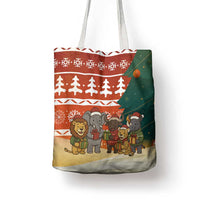 Zambia Christmas Tote Bag with African Animals Tree Snowflakes and National Emblem Design - Wonder Print Shop