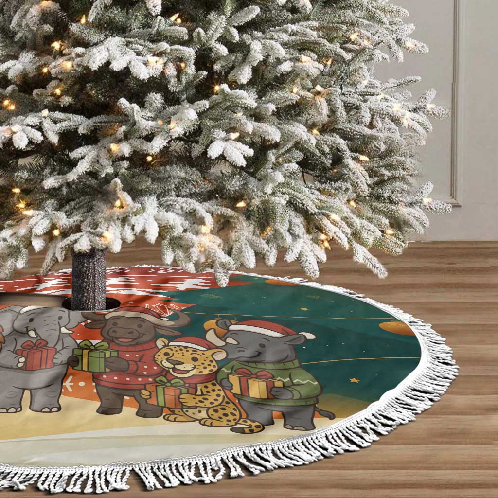 Zambia Christmas Tree Skirt with African Animals Tree Snowflakes and National Emblem Design - Wonder Print Shop