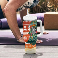 Zambia Christmas Tumbler With Handle with African Animals Tree Snowflakes and National Emblem Design - Wonder Print Shop