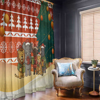 Zambia Christmas Window Curtain with African Animals Tree Snowflakes and National Emblem Design - Wonder Print Shop